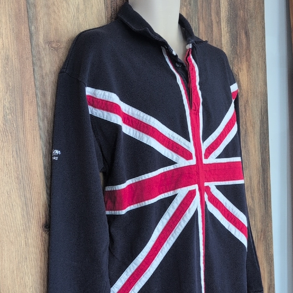 Cotton Traders Classic Rugby Long Sleeve Polo Union Jack Polo Shirt 2XL    M315